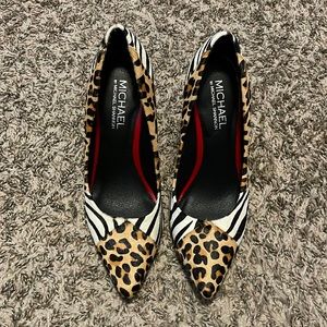 Michael by Michael Shannon beautiful calf hair leopard zebra heels